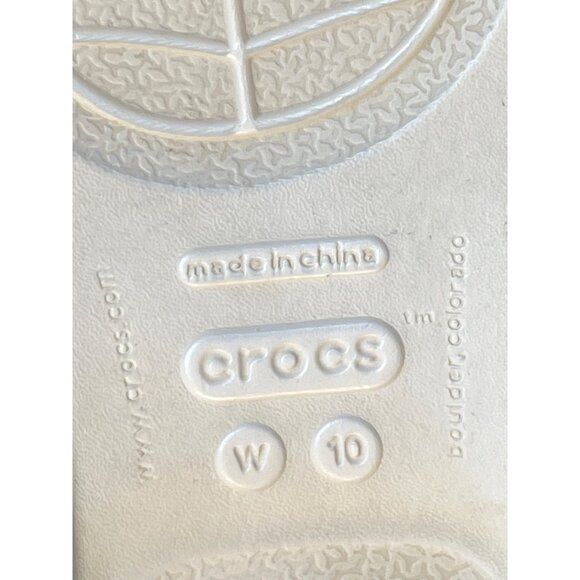 Slip On Sandals Straps Crocs White Green Water Shoes Slide Wedge Heel Size 10 - Picture 5 of 9